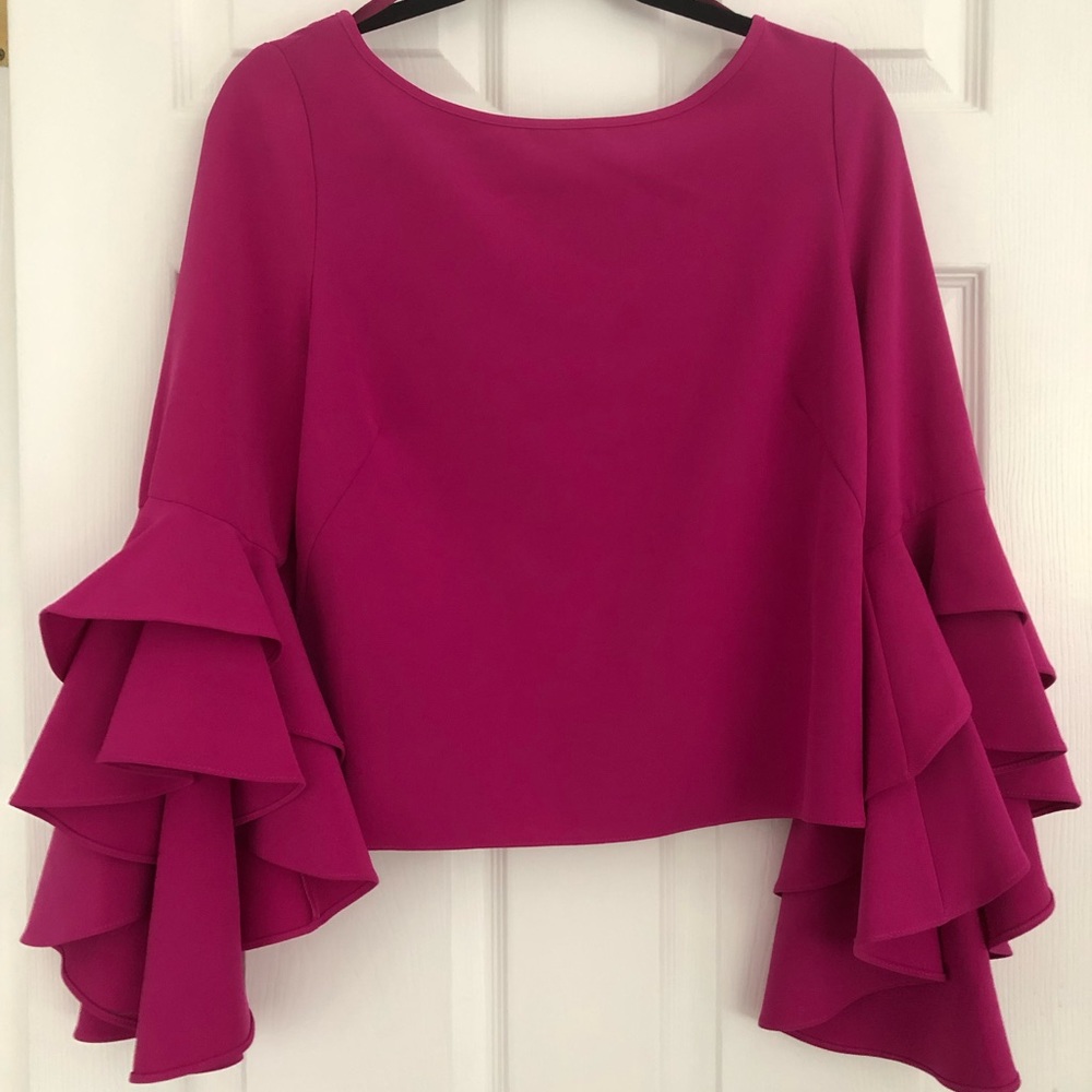 MILLY RUFFLE SLEEVE TOP WITH SIDE BUTTON - Picture 12 of 14